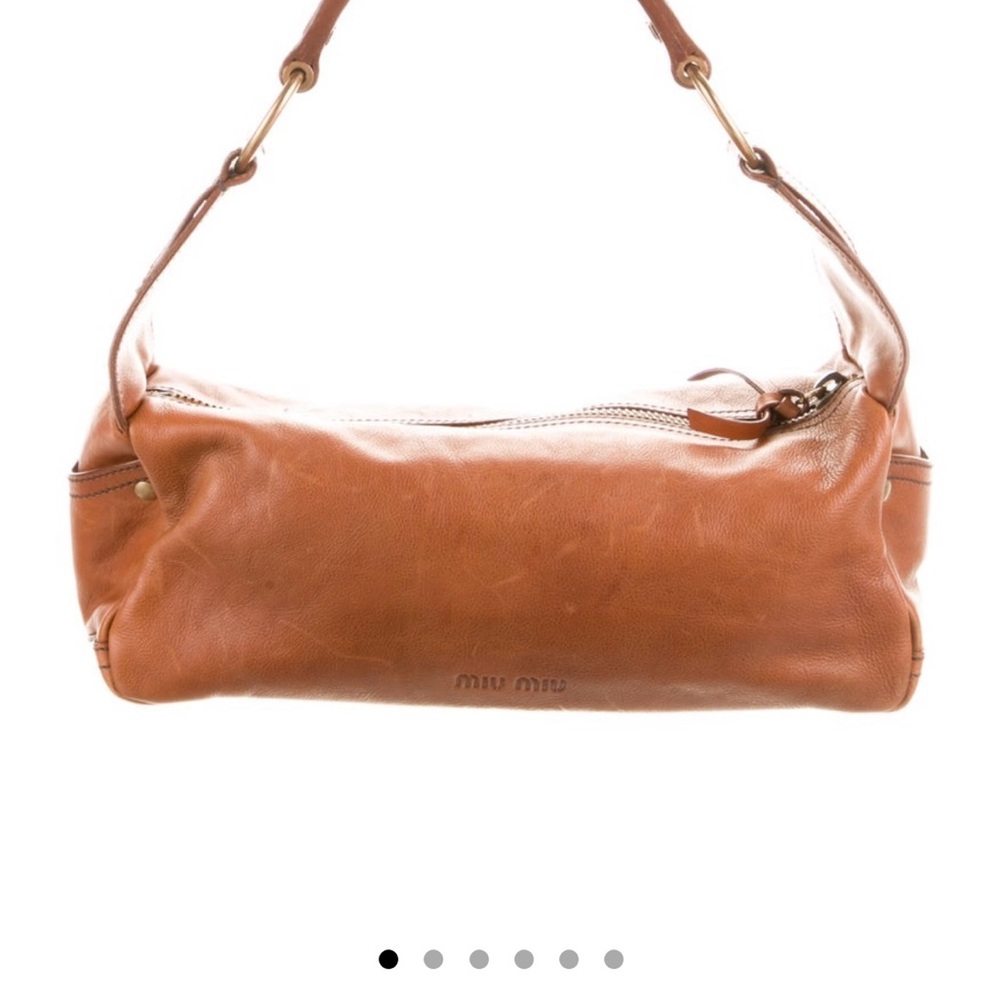 Miu Miu Tan Leather Shoulder Bag with Slouchy Design